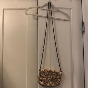 Gold glitter JCrew crossbody handbag